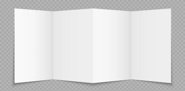 Vector beyaz sayfa kağıt dört parçaya katlandı. Broşür, broşür, broşür, broşür veya davetiye kopyası.