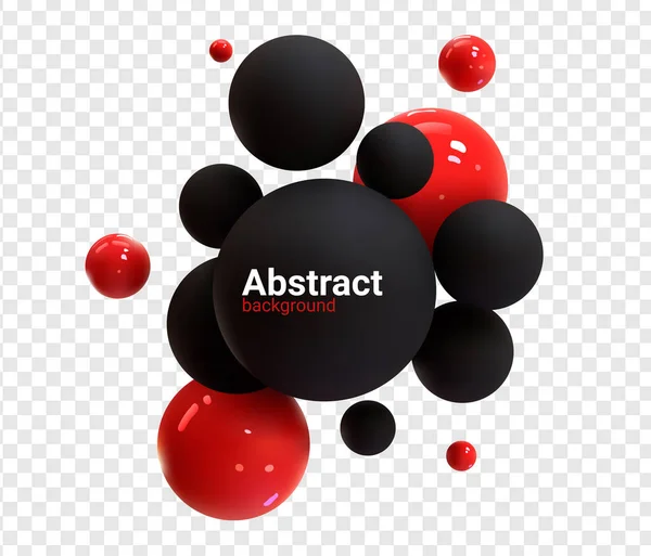 Абстрактное Черно Красное Изображение Летающих Сфер Набор Реалистичных Шаров Пузыря — стоковый вектор