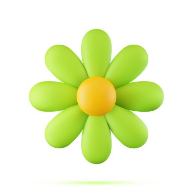 İzole edilmiş beyaz arkaplan, tasarım ögesi, doğa simgeleri üzerinde 3D render koleksiyonu, vektör çiçekleri kümesi.