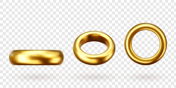 Vektor Illustration Eines Eherings Realistische Darstellung Goldene Geometrische Juwelen Auf — Stockvektor