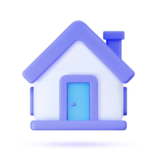 用于应用程序和网页接口的家庭3D向量 风格简约 房屋的塑料渲染在孤立的白色背景上 3D安全和保护的卡通画符号 — 图库矢量图片