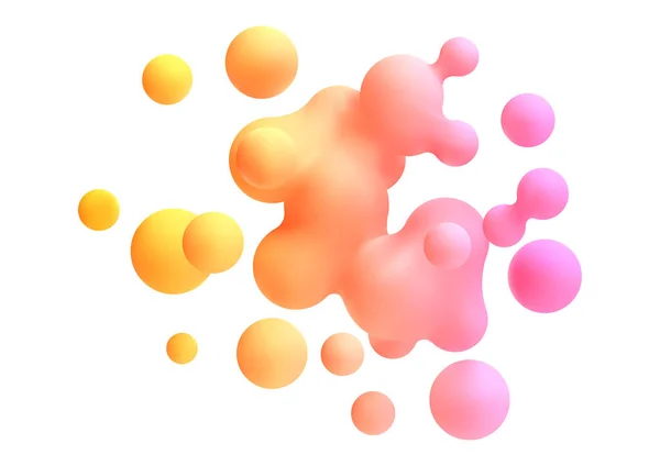 Conjunto Manchas Líquidas Esferas Color Abstracto Vuelo Renderizado Realista Vectorial — Vector de stock