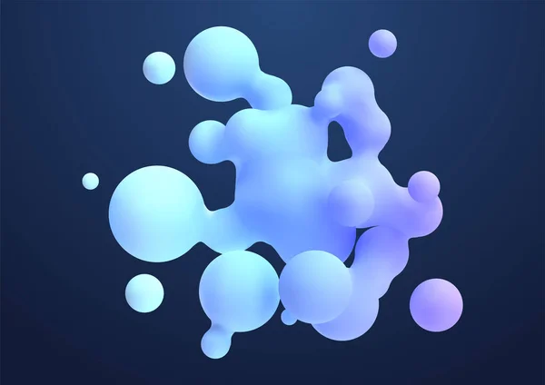 Azul Líquido Blobs Set Esferas Coloridas Abstratas Voo Vetor Renderização — Vetor de Stock