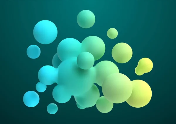 Verde Líquido Blobs Set Esferas Coloridas Abstratas Voo Vetor Renderização — Vetor de Stock