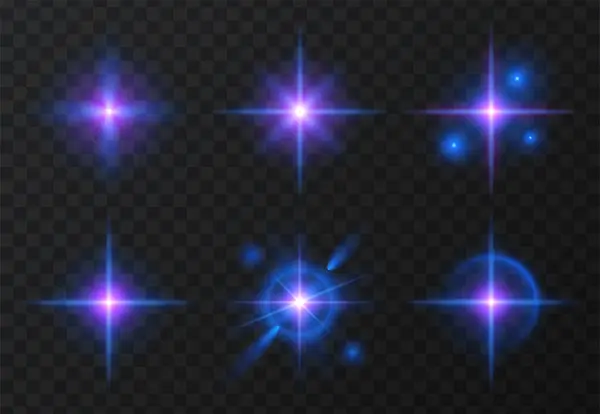 Vector Licht Effect Ingesteld Horizontale Gloeiende Lijnen Van Zonsopgang Laser — Stockvector