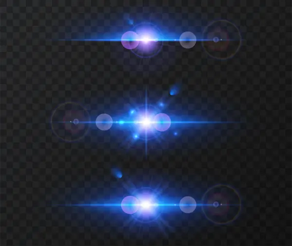 Ensemble Effet Lumière Vectorielle Lignes Lumineuses Horizontales Lever Soleil Effet — Image vectorielle
