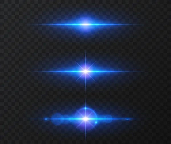Vector Licht Effect Ingesteld Horizontale Gloeiende Lijnen Van Zonsopgang Laser — Stockvector