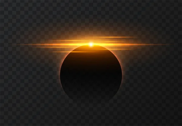 Effet Lumière Éclipse Soleil Lignes Horizontales Vectorielles Lumineuses Lever Soleil — Image vectorielle