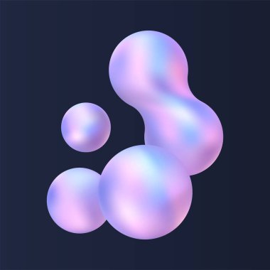 3 boyutlu sıvı damlaları yerleştirildi. Uçarken soyut renkli küreler. İzole edilmiş beyaz arka planda baloncukların gerçekçi yansıtıcısı. Y2k biçiminde lav lambası elementlerinin gösterimi.