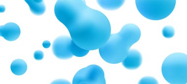 3 boyutlu sıvı damlaları yerleştirildi. Uçarken soyut renkli küreler. İzole edilmiş beyaz arka planda baloncukların gerçekçi yansıtıcısı. Lav lambası elementlerinin tasviri.