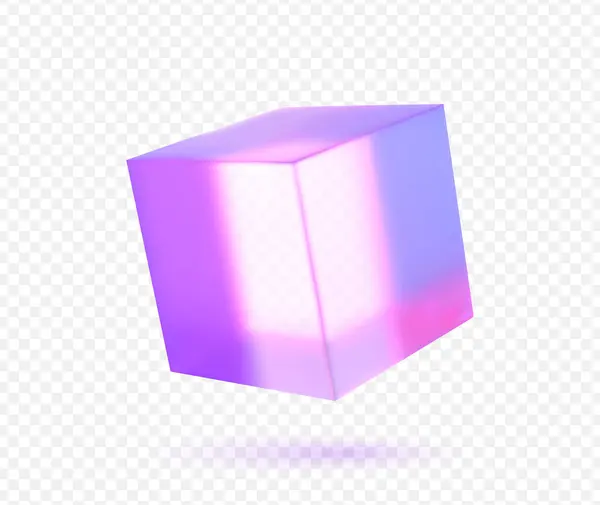 Абстрактный Стеклянный Куб Геометрическая Фигура Голографическом Цвете Белом Фоне Объект Стоковый вектор