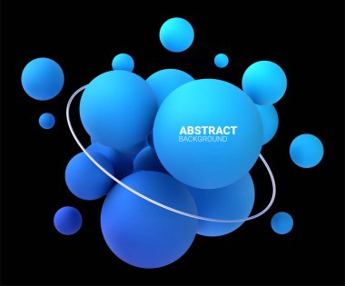 3 boyutlu sıvı damlaları yerleştirildi. Uçarken soyut renkli küreler. İzole edilmiş siyah arkaplanda baloncukların gerçekçi yansıtıcısı. Lav lambası elementlerinin tasviri.