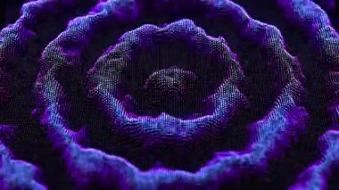 Akan mor dalgalar ve dijital parçacıklarla parlayan soyut animasyon. Kusursuz ve fütüristik, teknoloji, yapay zeka veya uzay temalı görseller için mükemmel..