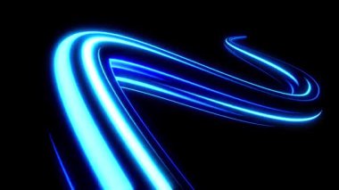 Parlayan mavi fişekleri ve enerji ışınlarıyla dinamik neon ışık çizgileri. Fütüristik hareketler parlaklık, kıvılcım ve dijital hız efektleriyle soyut bir arkaplan oluşturur.