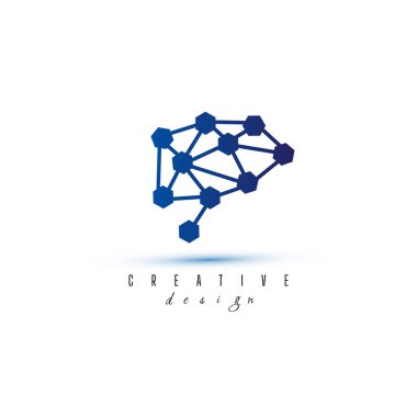 Beyin ve logo vektör simgesi bağlantısı. dijital beyin. Beyin merkezi logosu tasarımı