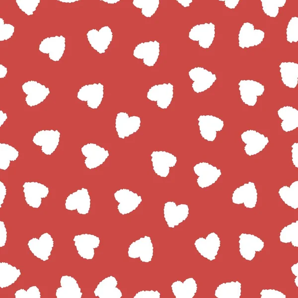 Opakované Bílé Srdce Červeném Pozadí Roztomilý Vzor Valentýna Nekonečný Romantický — Stockový vektor