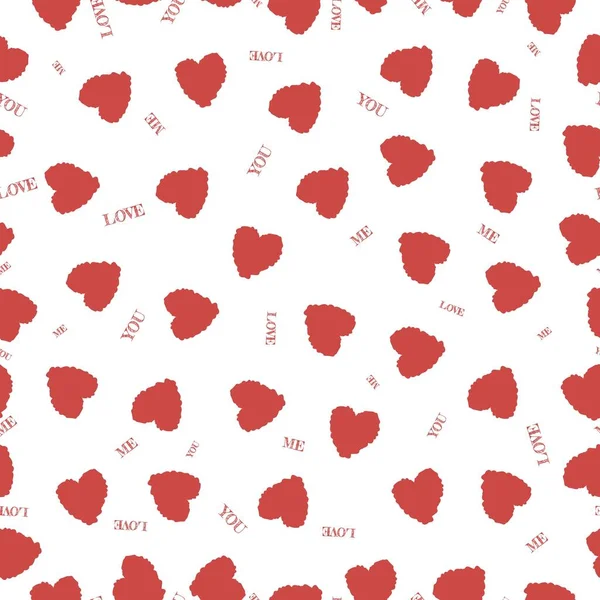 Opakoval Červená Srdce Bílém Pozadí Slovy Lásko Roztomilý Vzor Valentýna — Stockový vektor