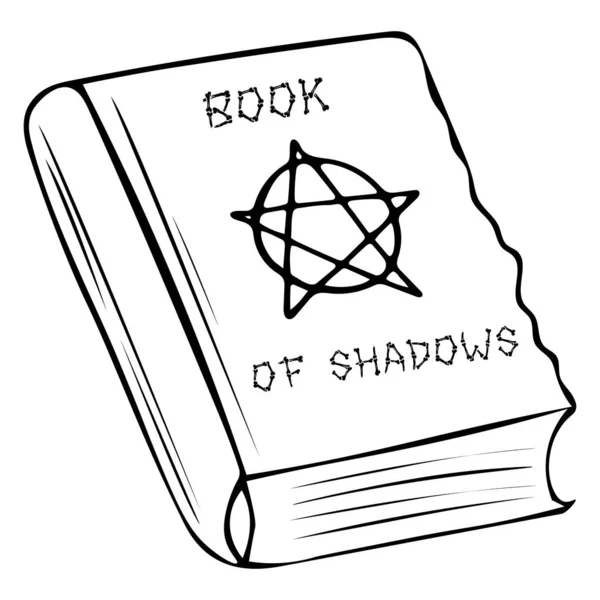 Handgetekend Boek Van Heksenspreuken Vectorillustratie — Stockvector