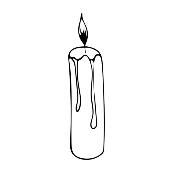 Vektor Illustration Handgezeichnete Kerze Mit Brennender Plaene — Stockvektor