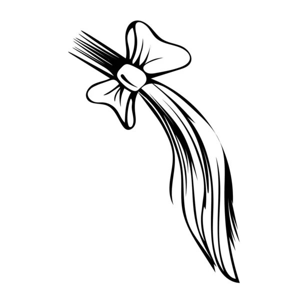 Εικονογράφηση Διάνυσμα Του Χειροποίητα Μαλλιά Μανδύα Μπούκλα Ένα Τόξο — Διανυσματικό Αρχείο
