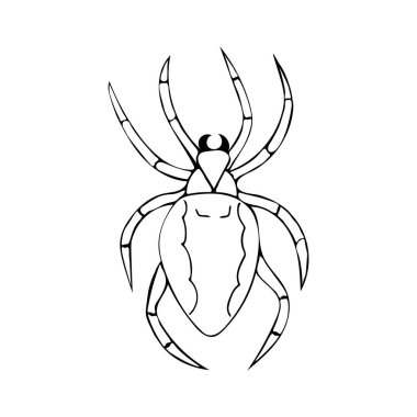 Elle çizilmiş siyah örümceğin vektör çizimi. Doodle biçim vektör illüstrasyonu.