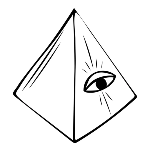 Símbolo Masónico Aislado Sobre Fondo Blanco Ilustración Vectorial Pirámide Masónica — Vector de stock