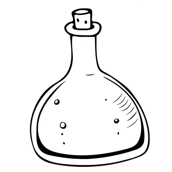 Vektorillustration Einer Von Hand Gezeichneten Großen Glasflasche Mit Trank — Stockvektor