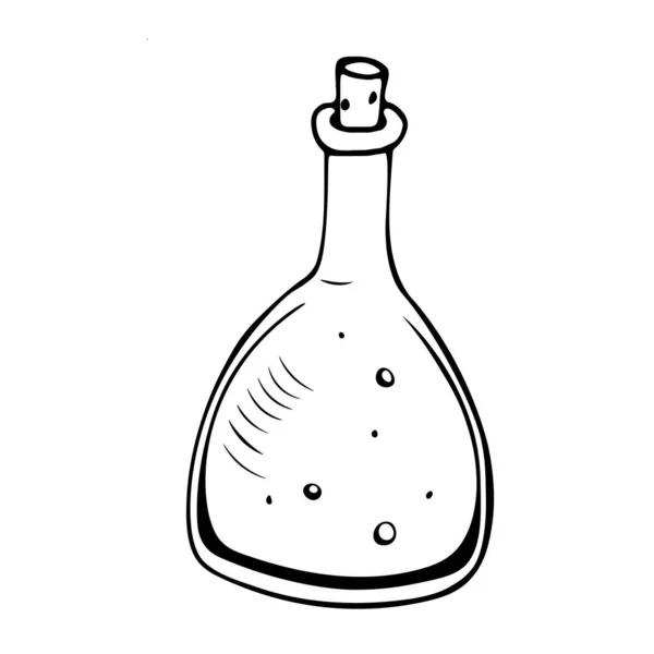 Vector Illustration Hand Drawn Big Glass Bottle Potion — Stock Vector