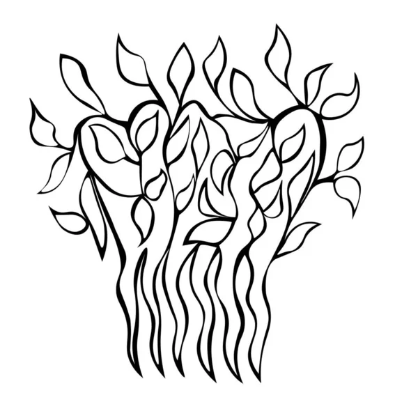 Χτένισμα Για Μαλλιά Από Φύλλα Doodle Διανυσματική Απεικόνιση — Διανυσματικό Αρχείο