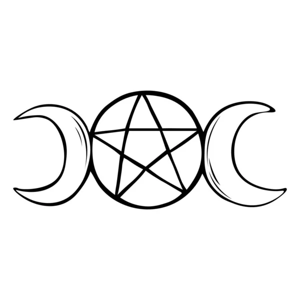 手工绘制的Wiccan符号 三重女神符号 符号矢量图解 — 图库矢量图片