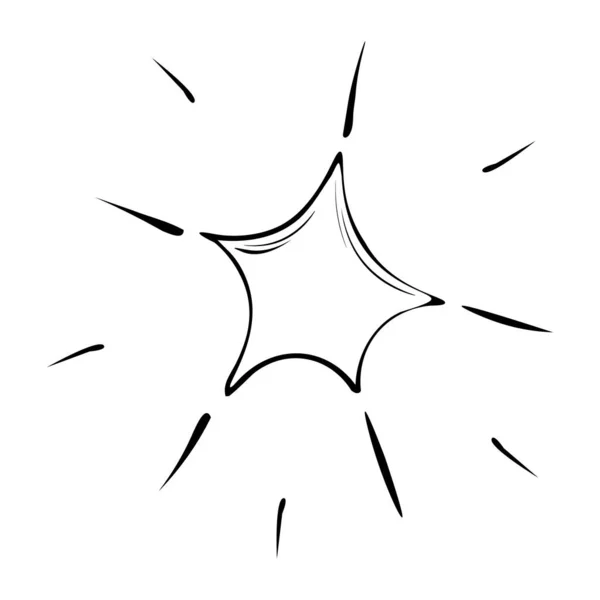 Vektorillustration Eines Handgezeichneten Sterns Mit Lichtstrahlen — Stockvektor