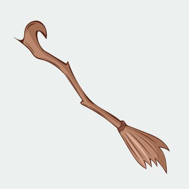 Vector illustration of a hand-drawn witchs broom. Illustration in the doodle style