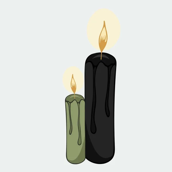Vector Illustratie Met Hand Getekend Twee Kaarsen Met Brandende Plaen — Stockvector