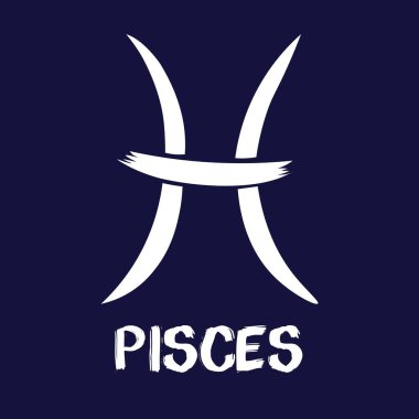 El çizimi Zodiak işaretleri. Mavi arka planda Beyaz Balık burcu simgeleri. Zodyak 'ın astrolojik sembolleri. Vedik astrolojisi