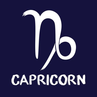 El çizimi Zodiak işaretleri. Mavi arka planda beyaz oğlak burcu simgeleri. Zodyak 'ın astrolojik sembolleri.