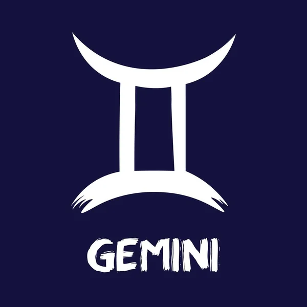 Ręcznie Rysowane Znaki Zodiaka Białe Ikony Zodiaku Gemini Niebieskim Tle — Wektor stockowy