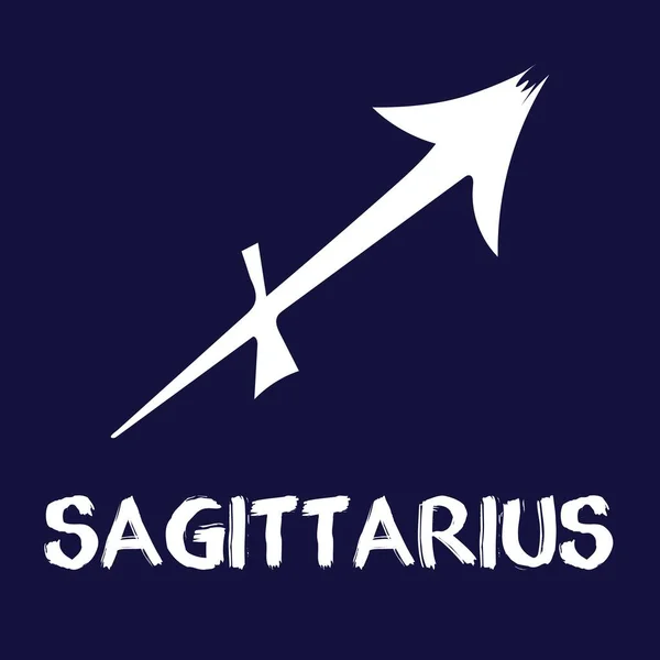 Ruka Nakreslila Znamení Zodiaka Bílé Sagittarius Zvěrokruh Ikony Modrém Pozadí — Stockový vektor