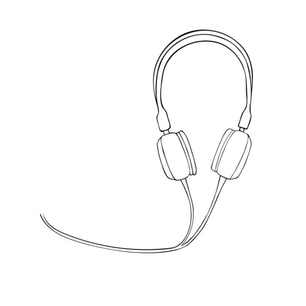 Vector Kopfhörer Doodle Symbol Isoliert Auf Weißem Hintergrund — Stockvektor