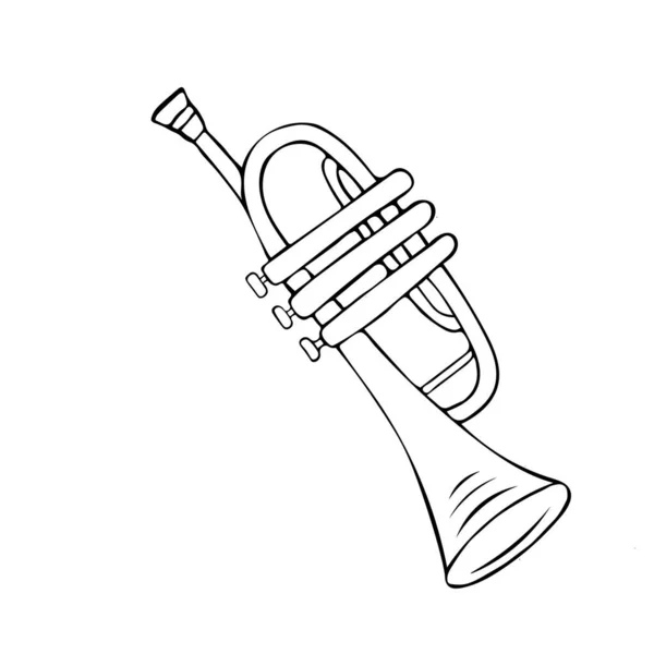Single Trumpet Icon Wind Instrument Icon Print Digital Hand Drawn — Stock Vector