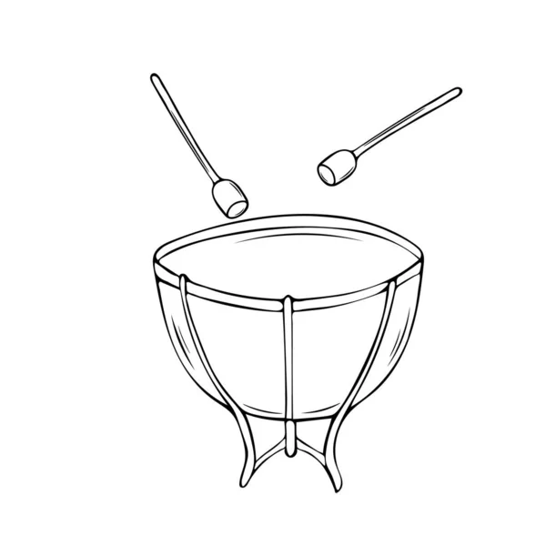 Ilustración Vectorial Tambor Timbales Instrumentos Musicales Clásicos Objetos Aislados Fondo — Archivo Imágenes Vectoriales
