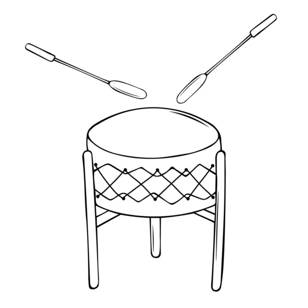 Pow Wow Tambor Tradicional Indio Tambor Vector Ilustración — Archivo Imágenes Vectoriales