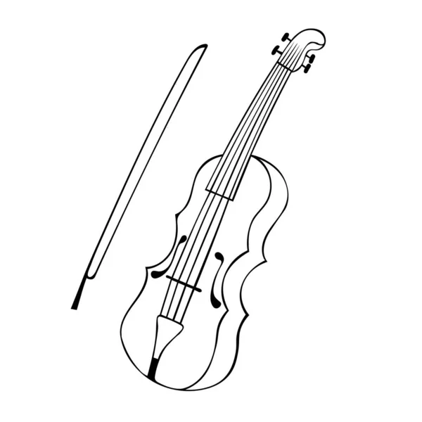 手绘乐器 白色背景下的涂鸦风格的美丽小提琴 — 图库矢量图片