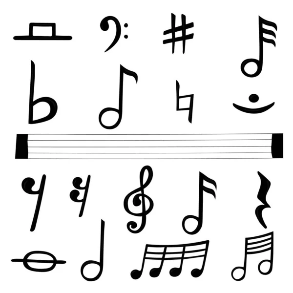 Notes Musique Icônes Ensemble Signes Musicaux Clés Symboles Musicaux Vectoriels — Image vectorielle