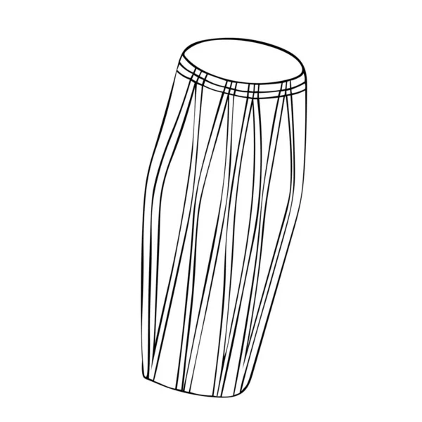 Vektorová Ilustrace Mrdanga Indiánského Oboustranného Bubnu Khol Hrál Dlaněmi Prsty — Stockový vektor