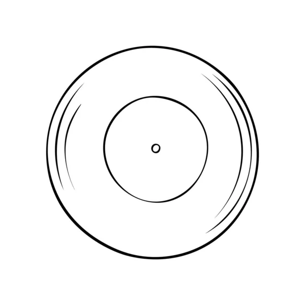 ターンテーブル用の古いレコードの手描きのドアベクトルイラスト — ストックベクタ