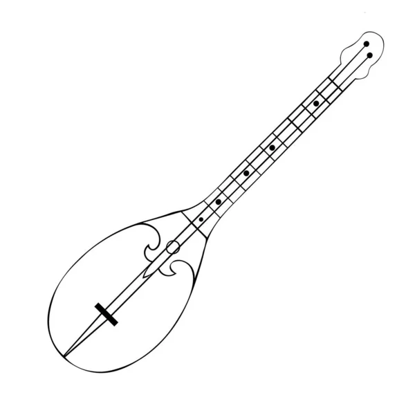 Домбыра Казахский Традиционный Народный Музыкальный Инструмент Векторная Иллюстрация — стоковый вектор