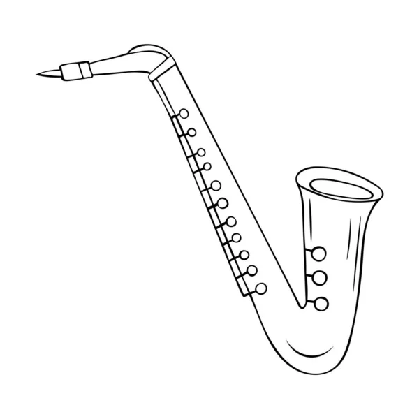 Szaxofon Egy Hangszer Kézzel Rajzolt Színes Vektor Illusztráció Elszigetelt Fehér — Stock Vector