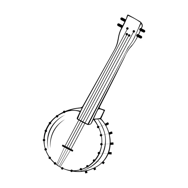 Amerykańskie Banjo Izolowane Retro Instrument Muzyczny Wektor Cztery Struny Banjo — Wektor stockowy