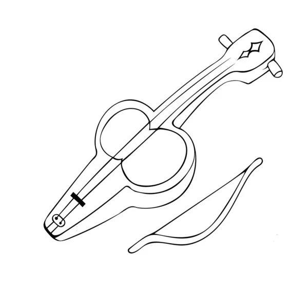 Kobyz Kazakh Traditional Folk Musiacal Instrument Vector Illustration — Stock Vector