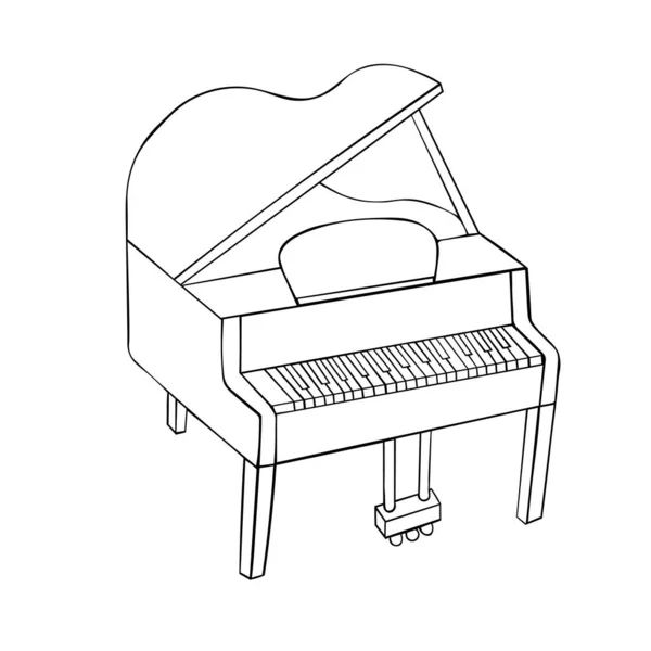 ピアノ グランドピアノ音楽 ピアニスト楽器 白い背景に隔離された現代のベクトルフラットデザインイメージ — ストックベクタ